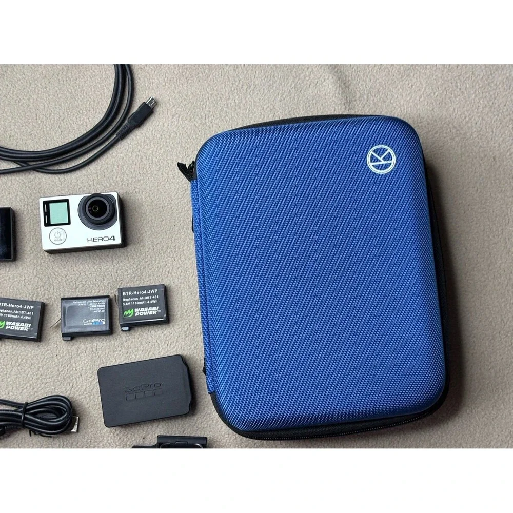 GoPro HERO 4 Silver Edition Action Camera With 3 Batteries LCD Touch Accessories